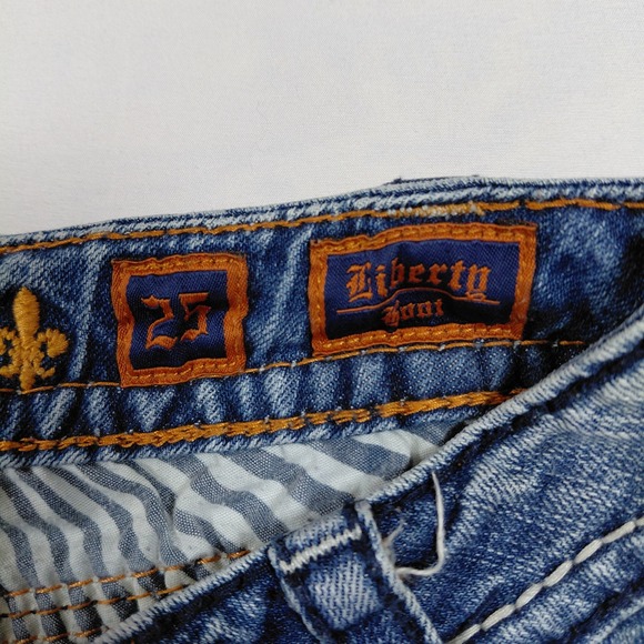 Rock Revival Liberty Bootcut Jeans Women Size 25 Embellished Studded Distressed - Picture 6 of 16